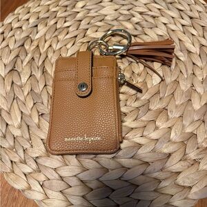 Nanette Lepore Brown Leatherette Keychain Card/ID Wallet Like New!